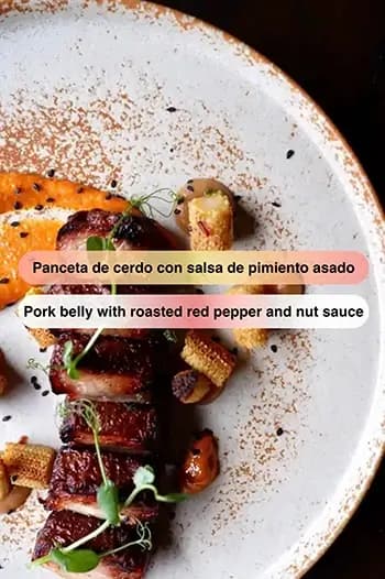 Detalle de un plato en el menú